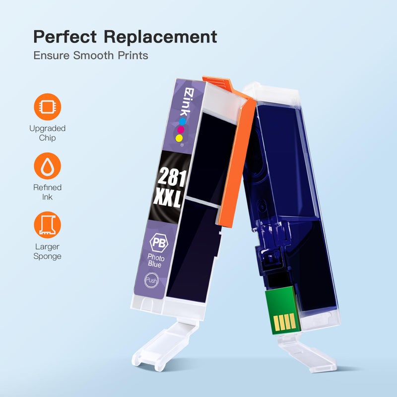 E-Z Ink خراطيش حبر متوافقة E-Z Ink بديل لـ Canon CLI-281XXL CLI 281 XXL للاستخدام مع PIXMA TS8120 TS9120 (أزرق فوتوغرافي، 1 عبوة) - Image 2